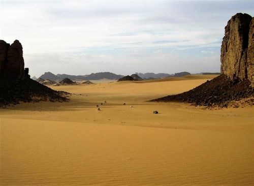 Algeria, Dykuma, Sahara, Smėlis, Automobiliai, Platus