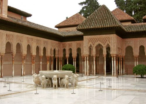 Alhambra, Granada, Andalūzija, Ispanija, Šaltinis, Tvirtovės Kompleksas, Architektūra, Paminklas, Terasa, Liūtys, Paveldas, Istorija, Senas Pastatas, Akmuo, Miestas, Arabiškas, Islamo Menas, Al Andalus, United