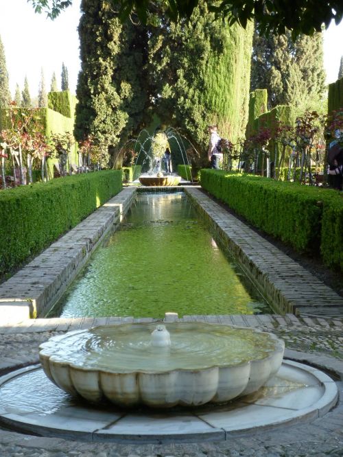 Alhambra, Tvenkinys, Sodai, Architektūra, Rūmai, Medžiai