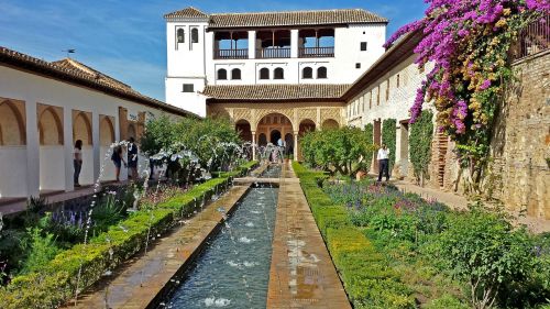 Alhambra, Granada, Generalife, Sodas, Andalūzija, Kiemas