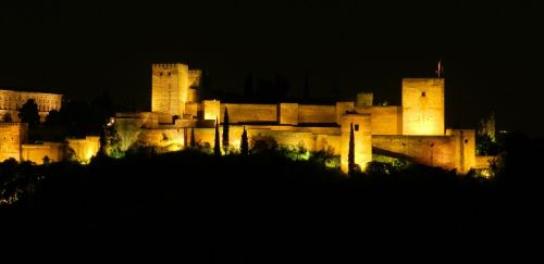 Alhambra, Granada, Andalūzija, Ispanija, Rūmai, Maurų, Architektūra, Arabiškas, Paveldas, Unesco, Naktis