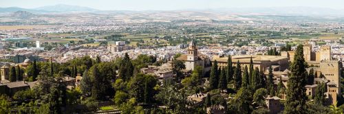 Paminklai, Kelionė, Maurų Alhambra Iš Kėdės, Granada, Nazari, Kultūra, Panoraminis, Fonas, Paktas