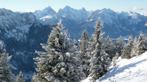 Allgäu, Žiema, Kalnai, Füssen, Sniegas, Panorama, Vaizdas