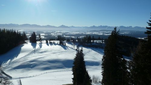 Allgäu, Auerberg, Vaizdas, Panorama, Žiema, Sniegas, Žiemą, Saulės Šviesa