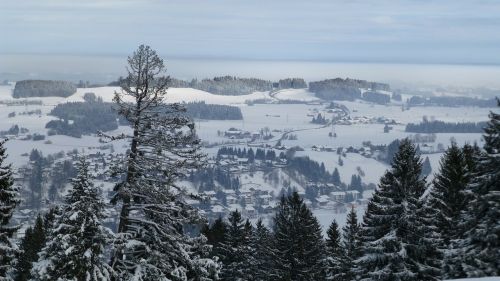 Allgäu, Nesselwang, Alpių Akys, Žiema, Sniegas, Slidinėjimas Atokioje Pakrantėje, Vaizdas, Panorama