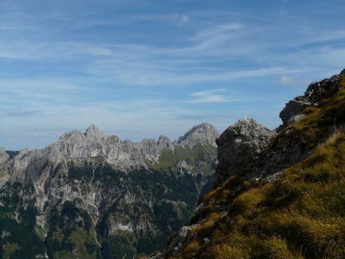 Allgäu Alpės, Alpių, Kalnai, Tannheim, Raudona Flüh, Gimpelis, Mentele, Kölle Tip, Tannheimer Kalnai