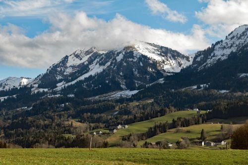 Alpių, Austria, Vorarlbergas, Kiaušinis, Tobel, Kalnai, Sniegas, Gamta, Panorama, Kraštovaizdis
