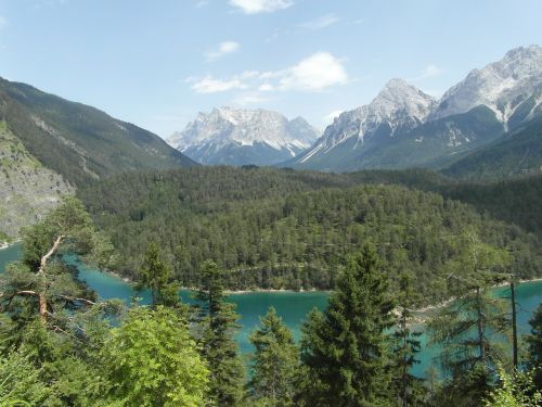 Alpių, Kalnai, Traukinys Pažymėtas Vaizdas, Kraštovaizdis, Panorama, Austria, Zugspitze