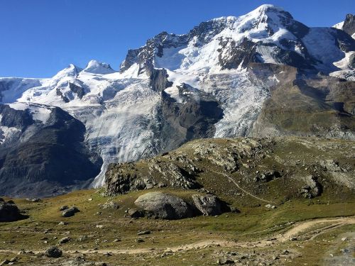 Alpių, Šveicarija, Gamta, Matterhorn, Sniegas, Zermatt, Į Pietus, Vasara, Pagaminta Šveicarijoje, Swiss, Augmenija, Žalias, Dangus, Mėlynas, Aukščiausiojo Lygio Susitikimas, Aukštas, Aukštis