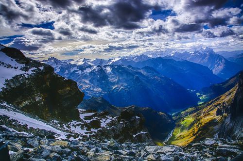 Alpių, Panorama, Kalnų Viršūnių Susitikimas, Šveicarija, Kalnai, Pano