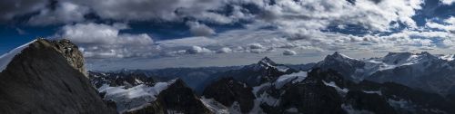 Alpių, Panorama, Engelberg, Šveicarija, Debesys, Dangus, Kalnai