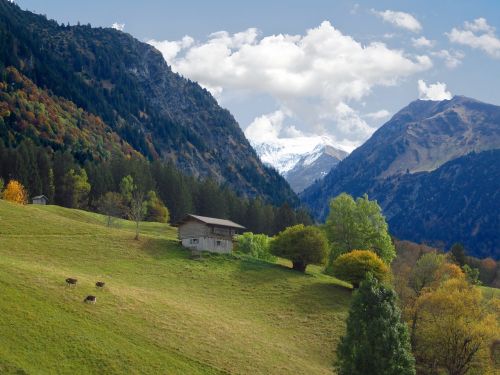 Alpių, Kalnai, Namelis, Oberstdorf, Kalnų Peizažas, Kraštovaizdis, Žalias