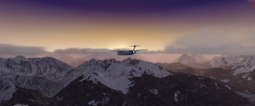 Alpių, Orlaivis, Dash Q400, Saulėlydis