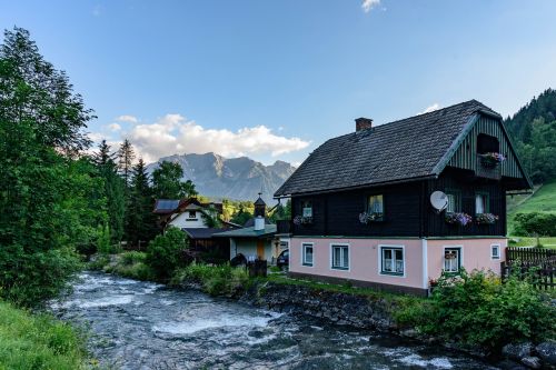 Alpių, Kaimas, Panorama, Kalnai, Gamta, Kraštovaizdis, Bergdorf, Kalnų Upelis, Bachas