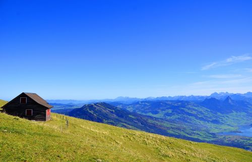 Alpių, Kalnų Namelis, Žygių Vizija, Gamta, Rigi, Ruduo, Šveicarija, Kalnų Pieva, Šventė