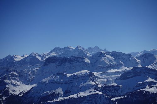 Alpių, Šveicarija, Roshenhorn, Mittelhorn, Wetterhorn, Lauteraarhorn, Schreckhorn, Finsteraarhorn, Sniegas, Kalnas, Panorama, Žiema, Kleines Fiescherhorn