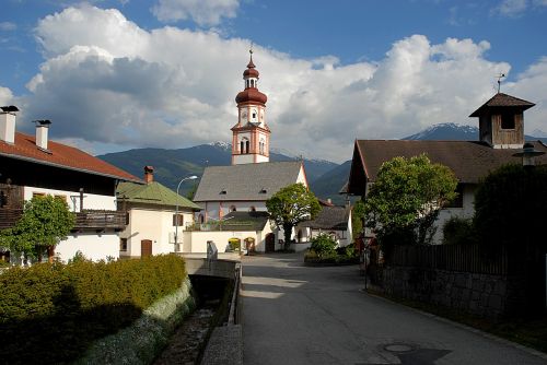 Alpių, Kaimas, Austria, Baumkirchen, Tyrol, Bažnyčia, Vaizdingas, Kraštovaizdis