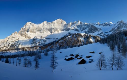 Alpių, Austria, Styria, Kalnai, Žiema, Sniegas