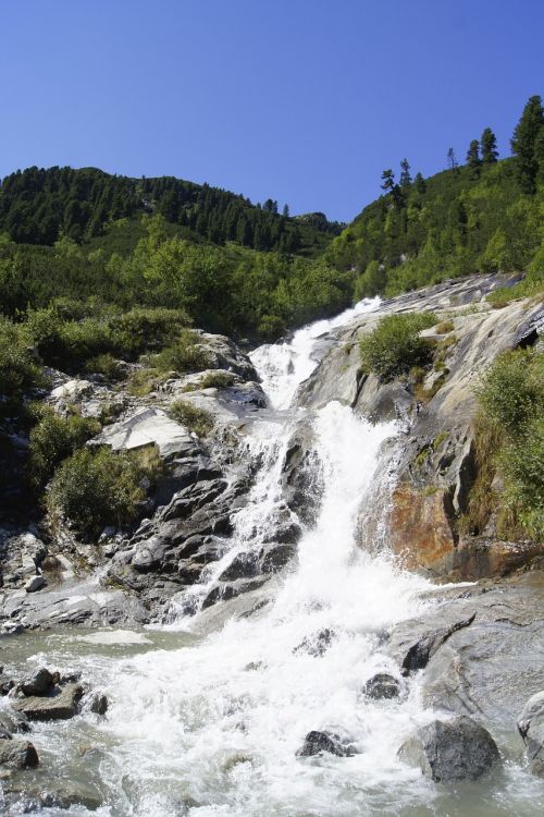 Alpių, Kalnai, Kraštovaizdis, Krioklys, Zillertal, Austria, Tyrol, Gamta