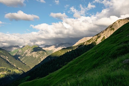 Alpės,  Austrija,  Kalnai,  Kraštovaizdis,  Dangus