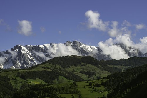 Alpės,  Kalnai,  Mountain Ridge,  Akmenys,  Kraštovaizdis,  Debesys,  Dangus,  Austrija