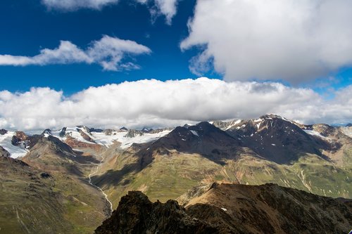 Alpės,  Kalnai,  Panorama,  Debesys,  Peržiūrėti,  Aukštis,  Ledynas,  Vasara,  Kraštovaizdis,  Austrija,  Ötztal