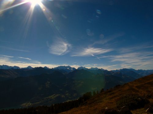 Alpės, Kalnai, Šveicarija, Kalnas, Šviesa, Refrakcija, Gamta, Nuotaika, Panorama, Gražus, Saulės Radiacija, Diena S, Alpių