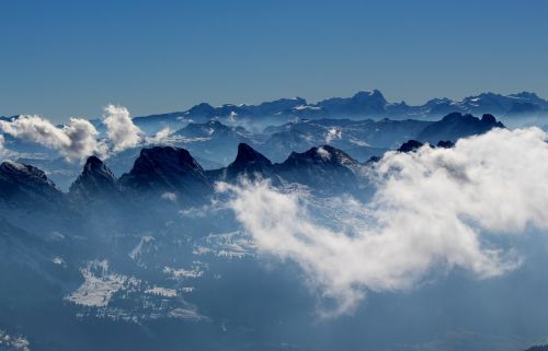Alpstein, Kalnai, Panorama, Swiss Alps, Debesys, Dangus, Nuotaika, Požiūris, Säntis