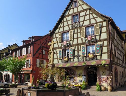 Alsace, Kaimas, Namas, Smeigės, Mūrinis Namas, Seni Namai, Fasadas