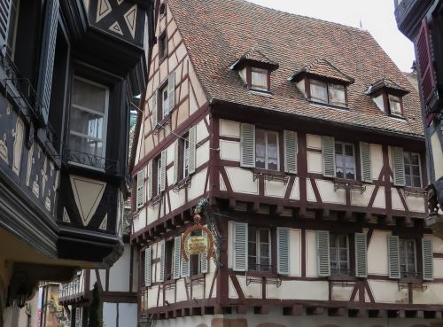 Alsace, Colmar, Fasadai, Žirklės, Smeigės, Seni Namai
