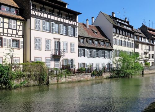 Alsace, Strasbourg, Nesveikas, Upė, Prieplauka, Namai Fasadai, Baseinas