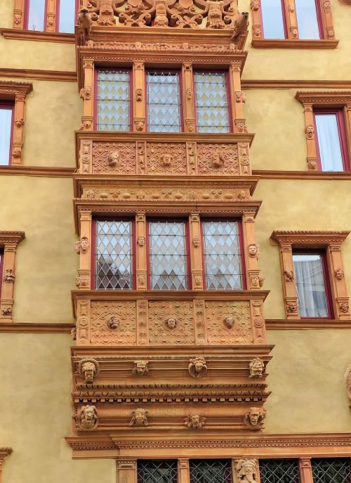 Alsace, Colmar, Fasadas, Skulptūros, Medžio Drožyba, Apdaila, Istorija, Architektūra