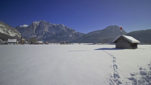 Altausseersee, Altaussee, Ežeras, Styria, Vanduo, Kraštovaizdis, Austria, Sniegas, Sūrymas, Salzkammergut
