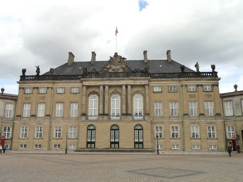 Amalienborg, Rūmai, Kopenhaga, Denmark, Priekinis, Karališkasis, Pastatas, Architektūra