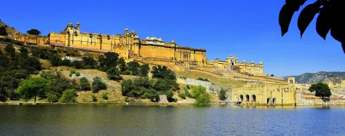 Gintaro Fortas, Fortas, Jaipur, Rajasthan, Indija, Architektūra, Pilis, Maota, Ežeras, Kelionė, Senas, Panoraminis, Raudona, Smiltainis, Marmuras