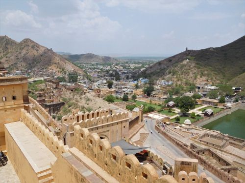 Amer Fort, Jaipur, Rajasthan, Istorinis, Indija, Architektūra, Pastatas, Ekskursijos, Senovės, Kalnai