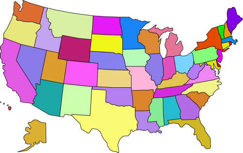 Amerikietis, Valstijos, Žemėlapis, Usa, Geografija, Nemokama Vektorinė Grafika