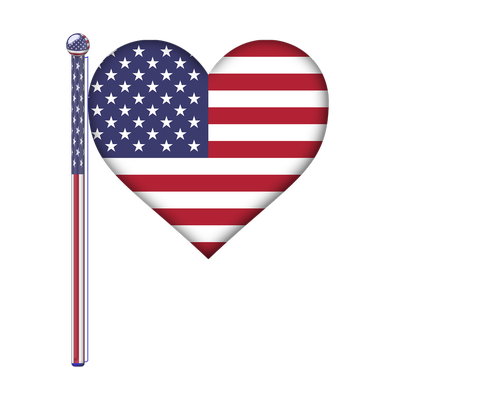 Amerika,  Širdies,  Vėliava,  Jav,  3D,  Menas,  Sztandaru,  Blizgus,  Blizgantis,  Jungtinės Valstijos,  Flag Dieną,  Linksma,  Šventė,  Patriotinio,  Patriotizmas,  Simbolis,  Nemokama Vektorinė Grafika,  Nemokama Iliustracijos