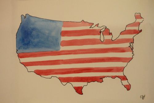 Amerikos Vėliava, Usa, Dažymas, Akvarelė, Amerikietis, Vėliava, Nacionalinis, United, Patriotinis, Patriotizmas, Valstijos, Patriotas, Juostelės, Mus, Reklama, Tauta, Šalis