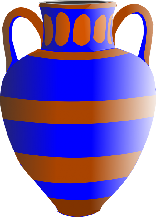 Amphora, Gėlė, Vazos, Meno Kūriniai, Mėlynas, Ruda, Nemokama Vektorinė Grafika