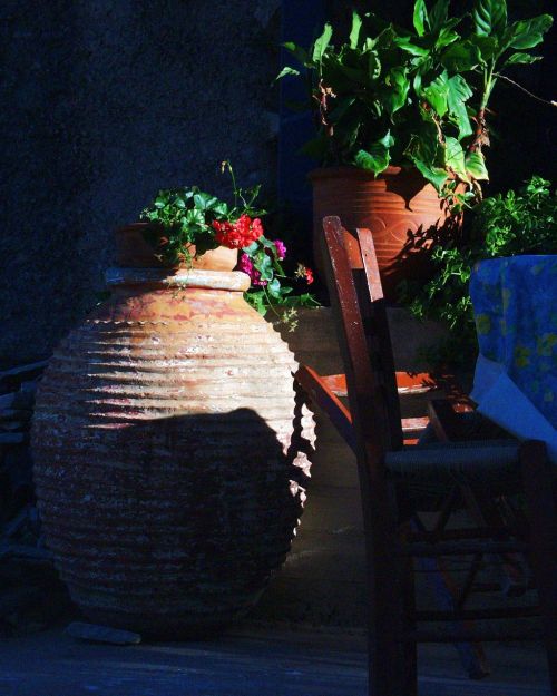 Amphora, Keramika, Pamišęs, Gėlės, Išdėstymas, Kėdė