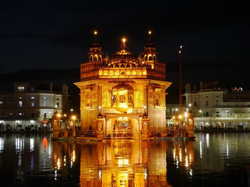 Amritsaras, Auksinė Šventykla, Indija, Auksas, Šventykla, Sikh, Pastatas, Sikhizmas, Vanduo, Orientyras, Religinis