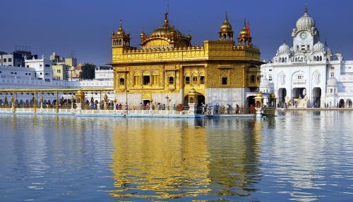 Amritsaras, Auksinis, Šventykla, Sikh, Istorija, Religija, Indija, Architektūra, Kelionė, Pastatas, Atspindys, Dangus, Statyba, Orientyras, Turizmas