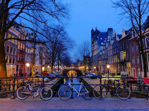 Amsterdamas, Kanalai, Dviratis, Nyderlandai, Europa, Upė, Dviratis, Holland