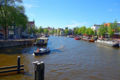 Amsterdamas, Amstel Upė, Miesto Centras, Panorama, Olandų, Nyderlandai