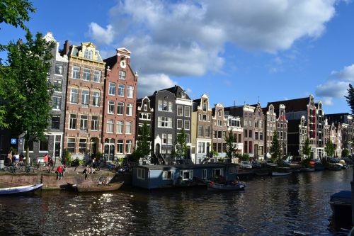 Amsterdamas, Kanalas, Nyderlandai, Holland, Kanalai, Architektūra, Valtys, Prieplauka