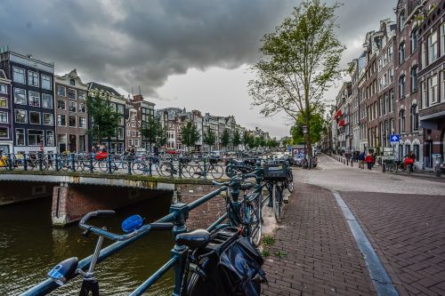 Amsterdamas, Audra, Dviračiai, Kanalas, Nyderlandai, Olandų