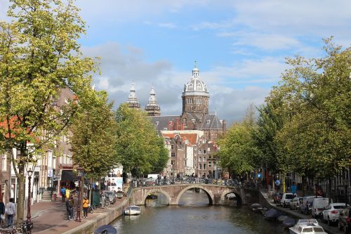 Amsterdamas, Nyderlandai, Kelionė, Architektūra, Pastatas, Orientyras, Gatvė, Upė, Kanalas, Tiltas, Lauke