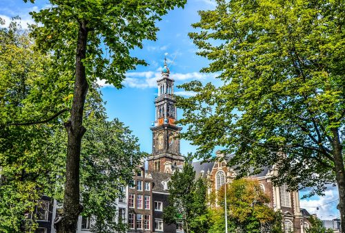 Amsterdamas, Bokštas, Nyderlandai, Architektūra, Pastatas, Istorinis, Europa, Istorija, Turizmas, Holland, Olandų, Fasadas