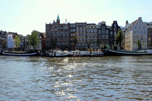 Amsterdamas, Namai, Kanalas, Vanduo, Valtys, Architektūra